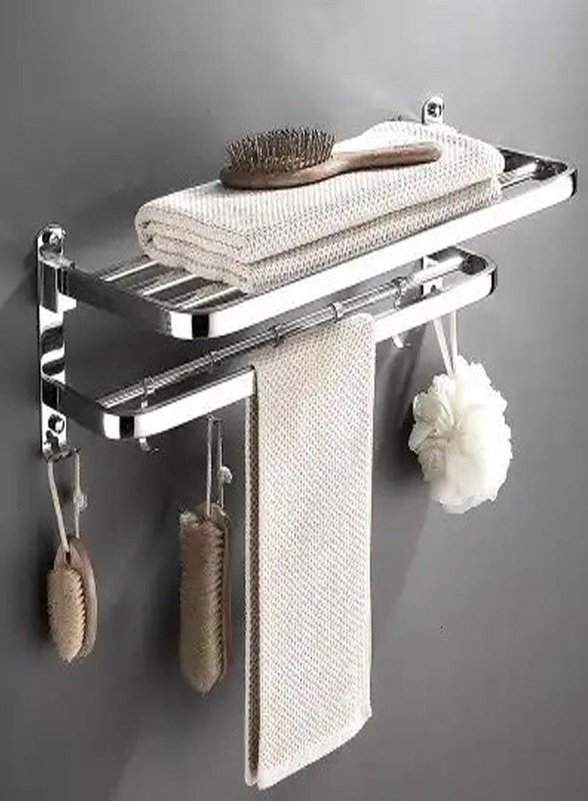 FORTUNE Luxurious 304 Grade Stainless Steel Double Folding Towel Rack/Towel Stand/Towel Holder/Towel Hanger/Bathroom Accessories - Image 2